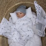 Wrap Set Swaddle Set White Grey Arrow Monochrome Ellie