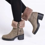 Pierre Cardin Dente Short Fur Collar Boot - Olive - 8