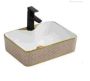 Counter Top Ceramic Basin / Table Top - Topaz - Gloss White&gold Sq