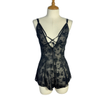 Black Strappy Lace Playsuit Lingerie - S