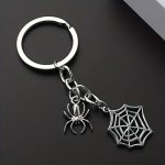 1PC Silvery Spider Web Alloy Keychains Punk Style Key Ring Pendant Car Bag Ornament Pendant