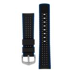 Robby Sailcloth Effect Performance Watch Strap In Black Blue - 24MM Silver