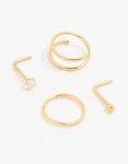 Goldair Gold Plated Surgical Steel Mixed Nose Piercing 4-PACK