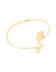 Waterproof Gold Plated Stainless Steel Open Leaf Wrist Cuff
