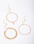Goldair Gold Diamante Locket Anklet & Bracelet