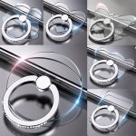 Flash Silvery Clear Finger Ring Mobile Phone Holder For All Phone Back Sticker Cartoon Stand Smartphone Accessories Foldable Bra