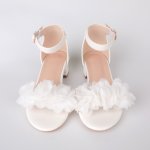 Peyour Trendy Cute Solid Color Flower Decor Open Toe Sandals For Girls Breathable Lightweight Sandals For Indoor Outdoor Beach