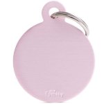 Myfamily Large Round Pet Id Tag - Aluminium Pink Waggs Online Pet Shop