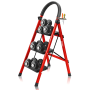 Round Headed 3 Step Ladder Folding Step Stool With Safety Buckle Tool Rack