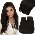 Youngsee 22INCH Human Hair Sew In Extensions Darkest Brown Weft Extensions Long Straight Hair Sew In Bundles Human Hair Weft Dar