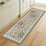 Machine Washable Floral Runner Rug With Non-slip Backing - Lightweight Low Pile Polyester Vintage Bohemian Kitchen Mat Soft Comf