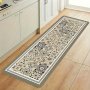 Machine Washable Floral Runner Rug With Non-slip Backing - Lightweight Low Pile Polyester Vintage Bohemian Kitchen Mat Soft Comfort Entryway Decorative Carpet For Laundry