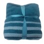 Plush 3 Piece Set - Bath Towel Hand Towel And Face Cloth - 100% Cotton - Peacock