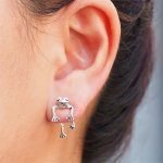 Creative Frog Design Stud Earrings Cute Style Alloy Jewelry Funny Personality Gift For Women