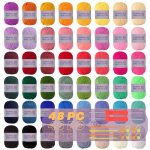 48PCS 100% Acrylic Yarn 2PCS Double-headed Crochet Hook For Diy Crocheting And Knitting Dolls Blankets And Various Handicrafts 2