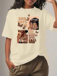 Graphic Round Neck Sports T-Shirt Crew Neck Casual Running Workout Top Women's Activewear