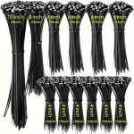 1200PCS Cable Ties Black Zip Ties With Uv Resistant 200MM 250MM X 3.6MM And 100MM 150MM X 2.5MM Nylon Plastic Self Locking Lar
