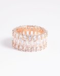 Rose Gold Cubic Zirconia Baguette Ring - M l