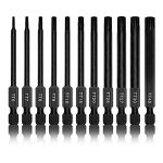 Neiko 01149A Torx Head Drill Bit Set 11-PIECE Sizes TT6 To TT40 Tamperproof Magnetic Torx Bits 3 Quick Release Shanks Premium S2