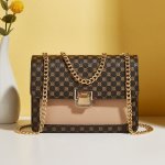 Fashion Ladies Shoulder Bag All-match Contrast Color Women's Bag Clip Lock Chain Crossbody Bag
