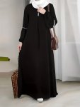 Ramadan Crew Neck Lantern Sleeve Kaftan Dress Elegant Maxi Length Dress Women's Clothing