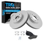 Trq Front Brake Pad & Rotor Set Semi Metallic G Coated Vented Compatible With 2006-2019 Infiniti G35 G37 M35 M37 M45 M56 Q40 Q50