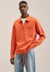 Neron Cotton Sweatshirt With Zip Neck - Orange