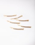 Goldair Gold Fine Diamante 6-PACK Bobby Pin