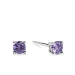 Sterling Silver Lilac Cubic Zirconia Round Stud Earrings