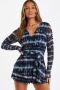 Ladies - Stone Marble Print Mesh Playsuit