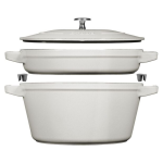 Staub Stackable Cast Iron 3-PIECE Cookware Set 24CM White Truffle