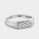 Sterling Silver Cubic Zirconia Men&apos S Indent Ring