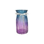 Rainbow Pink Ribbed Glass Vase 20CM