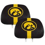 Fanmats 62047 Iowa Hawkeyes Printed Head Rest Cover Set - 2 Pieces