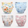 3PCS Pattern Potty Training Pants 6-LAYER Breathable Cotton Gauze Four Seasons Baby Cloth Diapers Children's Diaper Pants Washable Diaper Pants