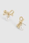 Bow & Pearl Drop Earrings - Gold