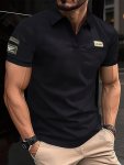 Men's Us Army Print Golf Shirt Casual Short Sleeve Buttoned Shirt For Outdoor