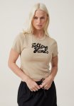 Cotton On Fitted Graphic Longline Tee - Lcn The Rolling Stones mid Taupe