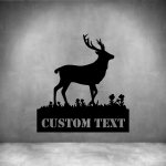 Deer With Custom Text - 450MM Grey