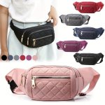 1PC Plaid Pattern Fanny Pack Double Zipper Fashion Crossbody Bag