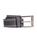 Mens 40MM Leather Stitch Belt - 6XL Black