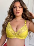 Plus Size Sexy Bra Women's Plus Contrast Lace MINI Bow Soft Comfort Everyday Bralette