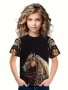 3D Western Style Horse Print Short Sleeve T-shirt Comfy Breathable Tees For Girls Summer