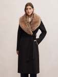 Shelby Faux Fur Collar Coat - 16 Black camel