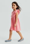 Flounce-trimmed Jersey Dress - Pink