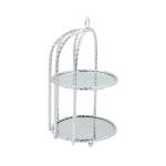 2 Tier Mirror Cake Stand Silver