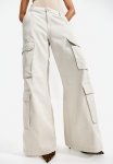 Wide Cargo Trousers - Light Beige