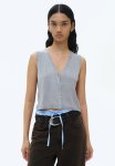 Button-front Sweater Vest - Grey
