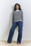 Cotton Jersey Top - White & Black Striped
