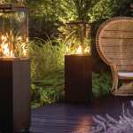 Fire Cube Gas Heater Black Metal & Tempered Glass